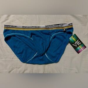 Andrew Christian Blue Briefs with Gold Waistband